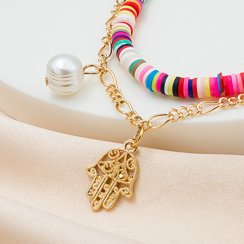 Wholesale Bohemian Colored Clay Multilayered Bracelet